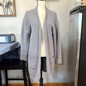 Women’s Merokeety Size Large Gray Long 2 Pocket Cardigan
